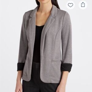 Asa Skies Are Blue Gray Open-Front Blazer with Notched Lapel